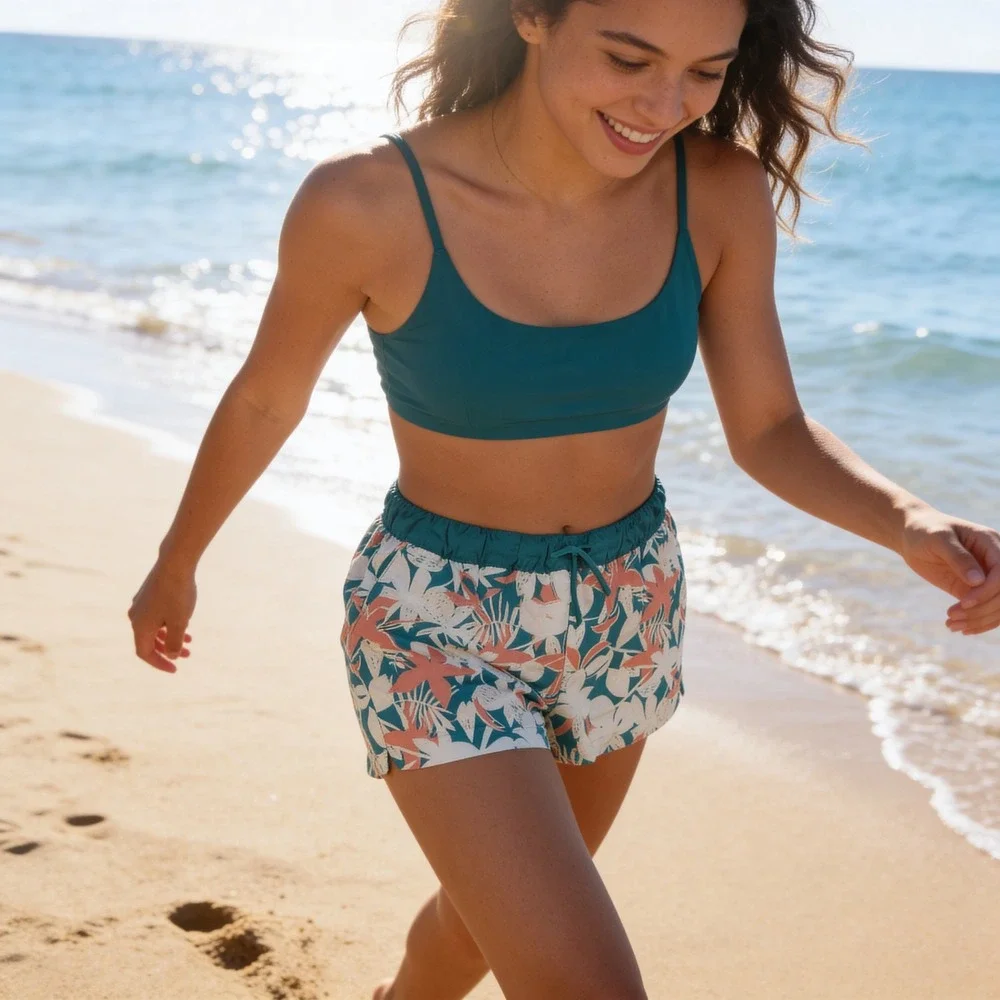 The North Face Womens Class V Water Shorts Teal Floral Tropical Print Size L